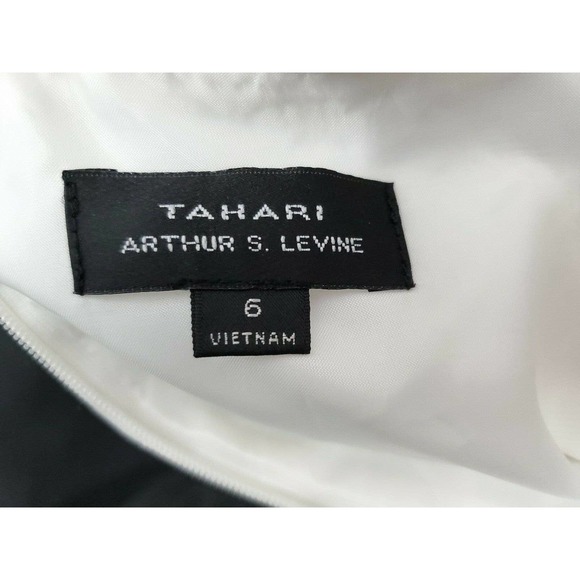 TAHARI BY ARTHUR LEVINE WOMENS SIZE 6 SLEEVELESS BLACK AND WHITE SHEATH DRESS - Picture 5 of 7